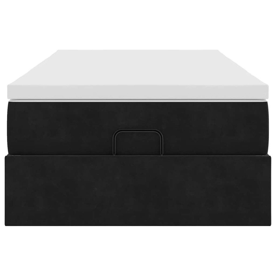 Estructura cama otomana colchón terciopelo negra