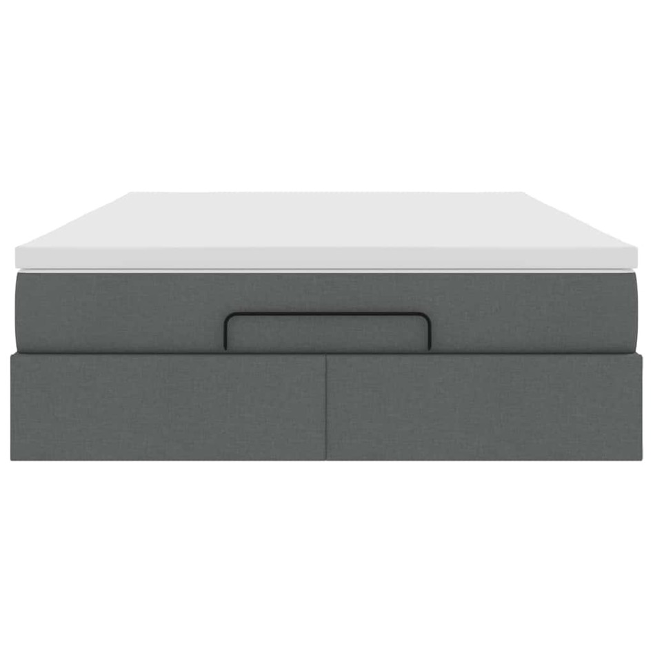 Estructura cama otomana colchón tela gris oscuro