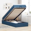 Estructura de cama otomana con colchón tela azul 100x200cm