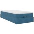 Estructura de cama otomana colchón terciopelo azul