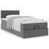 Cama otomana colchón cuero sintético gris 90x200