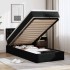 Cama otomana colchón cuero sintético negra 90x190