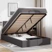 Estructura cama otomana colchón cuero sintético gris 120x200cm
