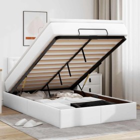 Estructura cama otomana colchón cuero sintético