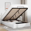 Estructura cama otomana colchón cuero sintético blanco
