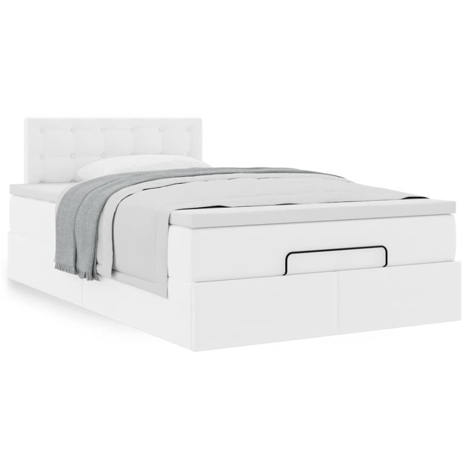 Estructura cama otomana colchón cuero sintético