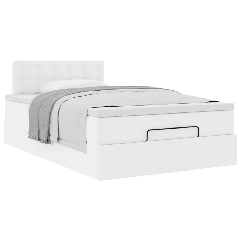 Estructura cama otomana colchón cuero sintético