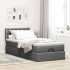 Cama otomana con colchón y LED tela gris oscuro 90x200