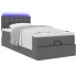 Cama otomana con colchón y LED tela gris oscuro 90x200