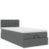 Cama otomana con colchón y LED tela gris oscuro 90x200