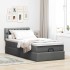 Cama otomana con colchón y LED tela gris oscuro 90x200