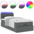 Cama otomana con colchón y LED tela gris oscuro 90x200