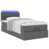 Cama otomana con colchón y LED tela gris oscuro 90x200
