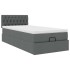 Cama otomana con colchón y LED tela gris oscuro 90x200