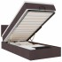 Cama otomana con colchón y LED tela marrón oscuro 90x200