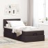 Cama otomana con colchón y LED tela marrón oscuro 90x200