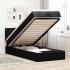 Cama otomana con colchón tela negra 100x200