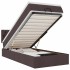 Cama otomana con colchón y LED tela marrón oscuro 90x200