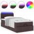 Cama otomana con colchón y LED tela marrón oscuro 90x200