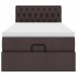 Cama otomana con colchón y LED tela marrón oscuro 90x200