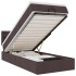 Cama otomana con colchón y LED tela marrón oscuro 90x200