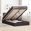 Cama otomana con colchón marrón oscuro 120x200 cm tela