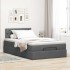 Cama otomana con colchón y LED tela gris oscuro 120x200
