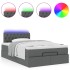 Cama otomana con colchón y LED tela gris oscuro 120x200