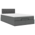 Cama otomana con colchón y LED tela gris oscuro 120x200