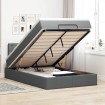 Cama otomana con colchón y LED tela gris oscuro 120x200 cm