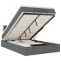 Cama otomana con colchón y LED tela gris oscuro 120x200