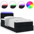 Cama otomana con colchón y luces LED tela negra
