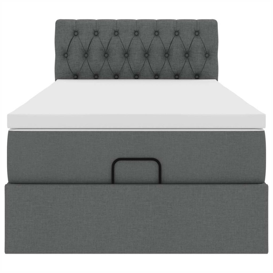 Estructura cama otomana colchón tela gris oscuro