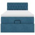 Estructura de cama otomana colchón terciopelo azul