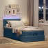 Cama otomana con colchón y LED terciopelo azul oscuro 80x200
