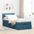 Cama otomana con colchón y LED terciopelo azul oscuro 80x200