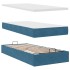 Cama otomana con colchón y LED terciopelo azul oscuro 80x200