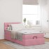 Estructura de cama otomana colchón terciopelo rosa