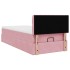 Estructura de cama otomana colchón terciopelo rosa