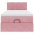 Estructura de cama otomana colchón terciopelo rosa