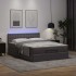 Cama otomana colchón y LED cuero sintético gris 140x200