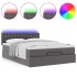Cama otomana colchón y LED cuero sintético gris 140x200