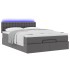 Cama otomana colchón y LED cuero sintético gris 140x200