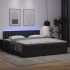 Cama otomana colchón y LED cuero sintético negro 160x200