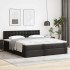 Cama otomana colchón y LED cuero sintético negro 160x200