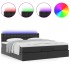 Cama otomana colchón y LED cuero sintético negro 160x200