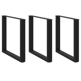 Patas para mesa centro forma U 3 uds acero negro 90x(72-73)