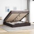 Estructura cama otomana colchón tela marrón oscuro 160x200
