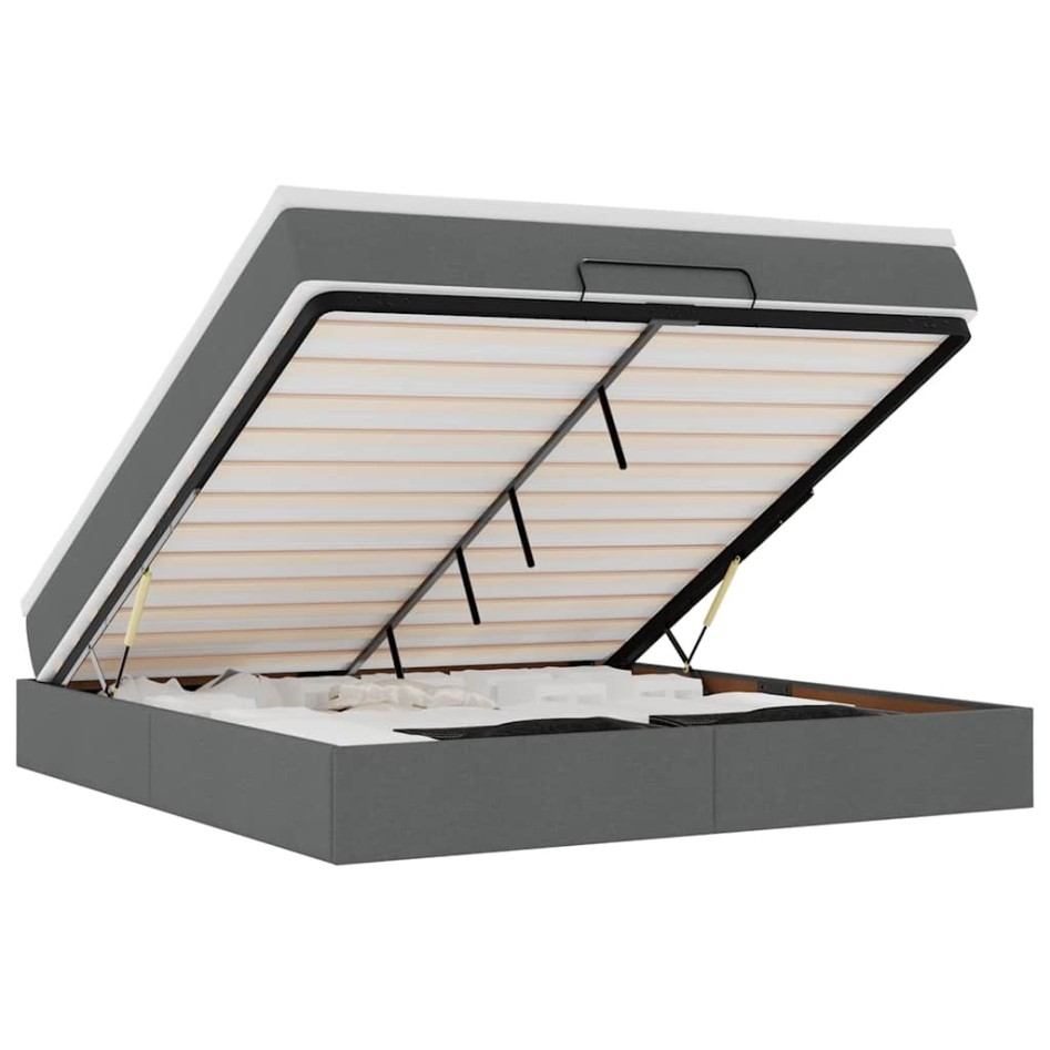 Estructura cama otomana colchón tela gris oscuro 160x200