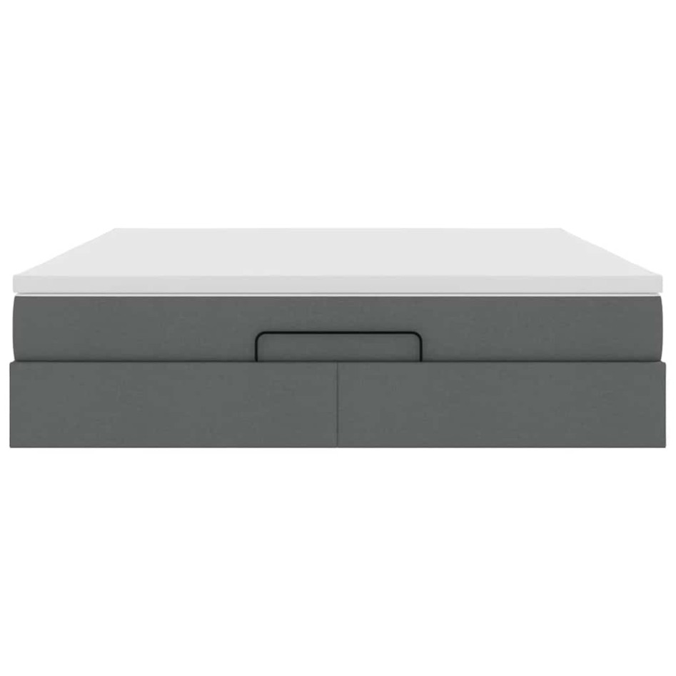 Estructura cama otomana colchón tela gris oscuro
